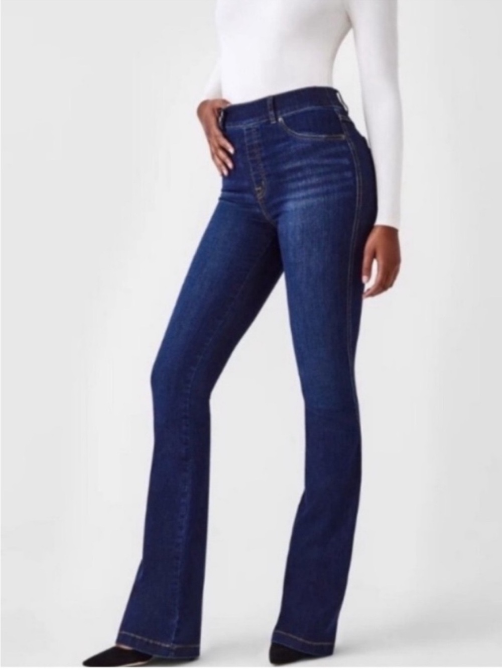 Spanx Flare Jeans Stretch Pull-On Midnight Wash Size Medium Classic